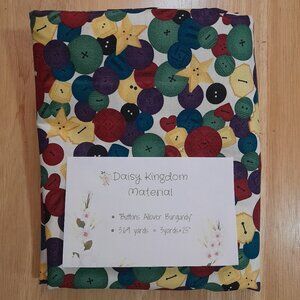 Vintage Daisy Kingdom Fabric Buttons All Over Burgundy 3.69 Yards